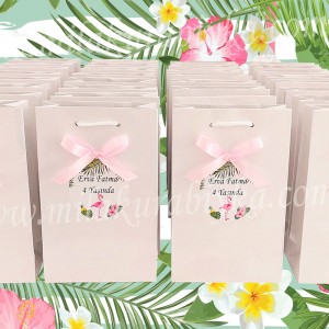 Flamingo Temalı Karton Çanta